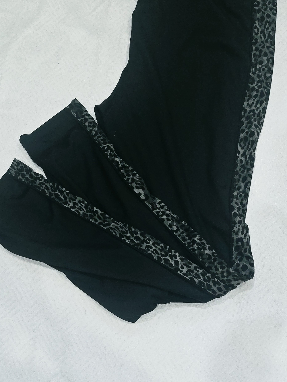 Pro Player Black Track Pants with Gray Leopard-Print Trim